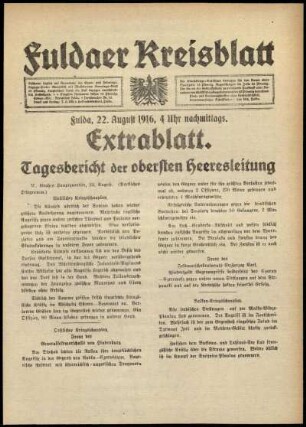 Ausgabe vom Dienstag, den 22. August 1916.