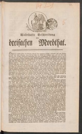 73. Wahrhafte Beschreibung einer dreifachen Mordthat