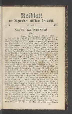 Beiblatt N° 5. September. 1890