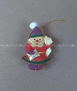 Christbaumschmuck: Weihnachtsmann mit Sack und Geschenk