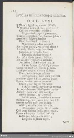 Prodiga militaris pompae jactantia. Ode LXXI.