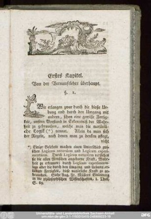 Erstes Kapitel. Von der Vernunftlehre überhaupt.