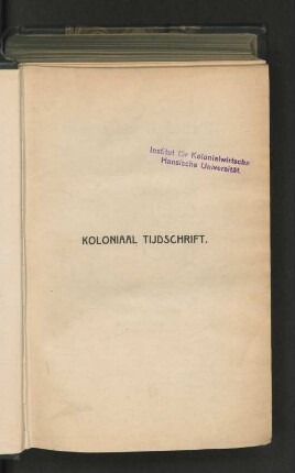 5.1916, Eerste Halfjaar: Koloniaal tijdschrift