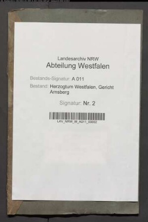 Testament Bernhard Deimel, Richtmann, Arnsberg