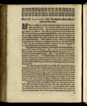Von der Lue Venerea Oder Frantzosen Kranckheit und derselben Cur