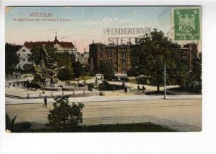 Stettin. Manzelbrunnen und altes Postamt