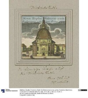 Friedrichs-Stadt. Die Böhmische Kirche auf der Friedrichs Stadt. Anno 1736 und 1737 erbauet