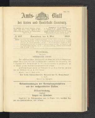 No. 107, 4. Mai 1918