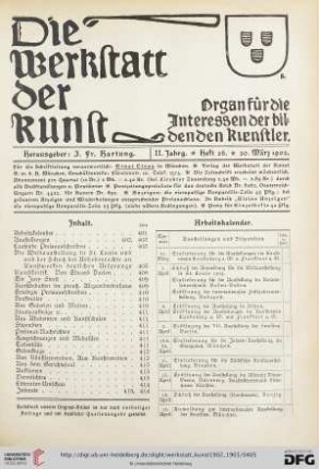 Inhalt / Arbeitskalender / Geplante Ausstellungen / Eröffnete Ausstellungen / Laufende Preisausschreiben