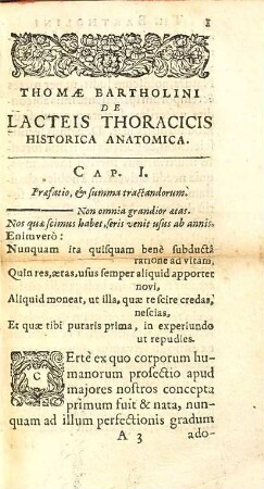 Thomae Bartholini D. & Prof. Reg. De Lacteis Thoracicis In Homine brutisque nuperrime observatis, Historia Anatomica