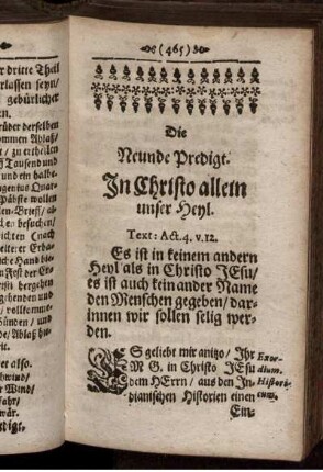 Die Neunde Predigt. In Christo allein unser Heyl
