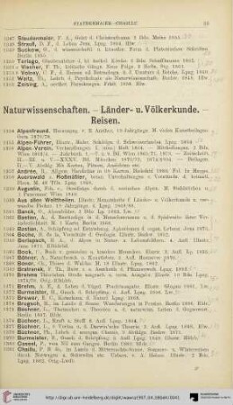 Naturwissenschaften. - Länder- u. Völkerkunde. - Reisen (Nr. 1354-1593)