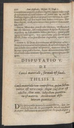 Disputatio V. De Causâ materiali, formali & finali