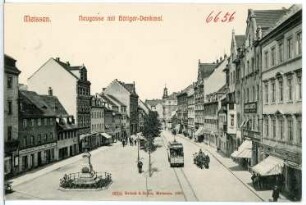 Meißen. Neugasse mit Böttger-Denkmal
