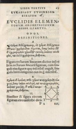Euclidis Elementorum Geometricorum Liber Quartus.