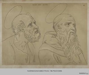 Köpfe der Heiligen Petrus und Benedikt (nach Bartolomei Neroni, genannt Riccio, in der Pinacoteca in Siena)