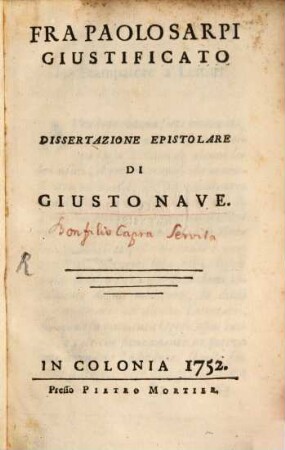Fra Paolo Sarpi Giustificato