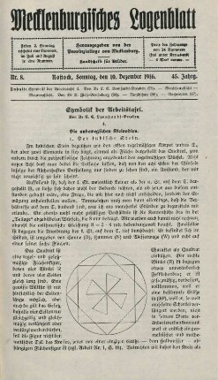 Nr. 8. Rostock, Sonntag, den 10. Dezember 1916.
