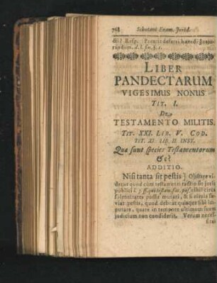Liber Pandectarum Vigesimus Nonus.