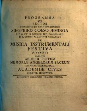 Progr. ... de musica instrumentali festiva