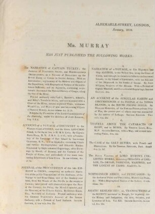 Mr. Murray has just published the following works ...