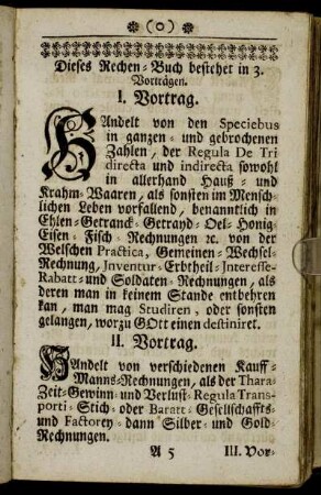 Dieses Rechen-Buch bestehet in 3. Vorträgen.