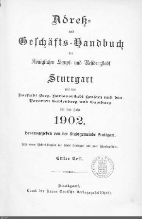 1902: Stuttgarter Adressbücher, 1902
