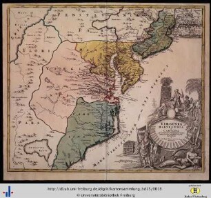 Virginia Marylandia et Carolina in America septentrionali.