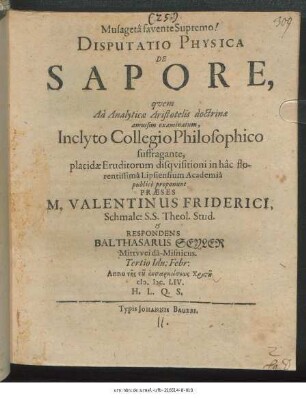 Disputatio Physica De Sapore