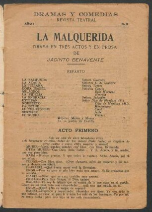 1920000900: La malquerida : comedia en tres actos
