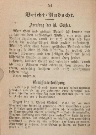 Beicht-Andacht.
