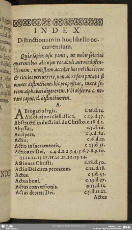 Index Distinctionum in hoc libello occurrentium