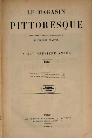 Le magasin pittoresque. 29. 1861