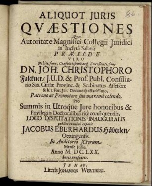 Aliquot Iuris Quaestiones
