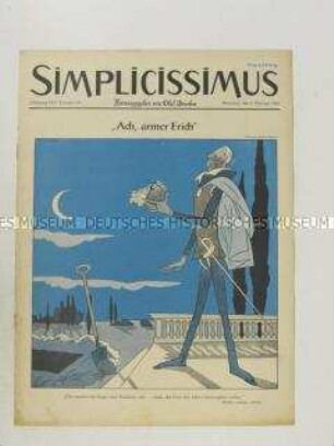 Satirezeitschrift "Simplicissimus" mit Titel-Karikatur zum Verhältnis zwischen Adenauer und Ollenhauer