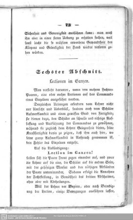 Sechster Abschnitt. Lectionen im Ganzen