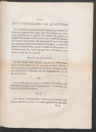 Des Commissaires De Quartiers.
