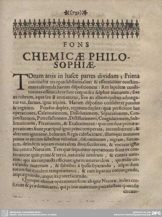 Fons Chemicae Philosophiae.