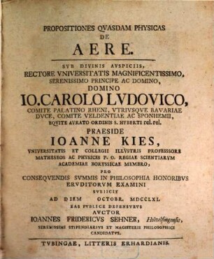 Propositiones Qvasdam Physicas De Aere
