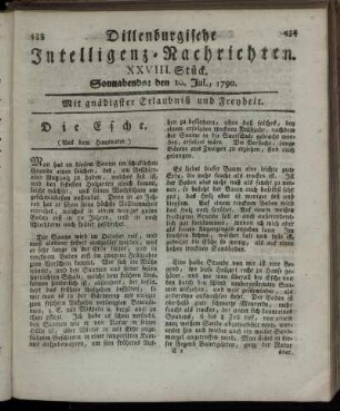 XXVIII. Stück. Sonnabends: den 10. Jul., 1790.