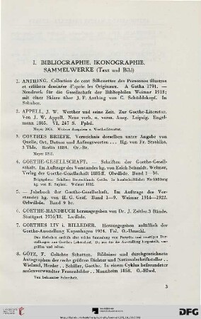 I. Bibliographie, Ikonographie. Sammelwerke (Text und Bild) (1-22)