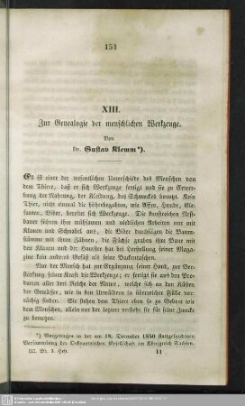 XIII. Zur Genealogie der menschlichen Werkzeuge