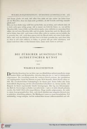 Die Züricher Ausstellung altdeutscher Kunst (1921)