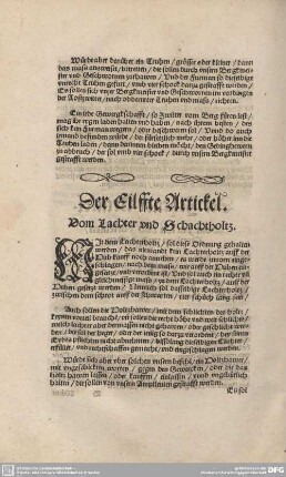Der Eilffte Artickel. Vom Lachter und Schachtholtz.