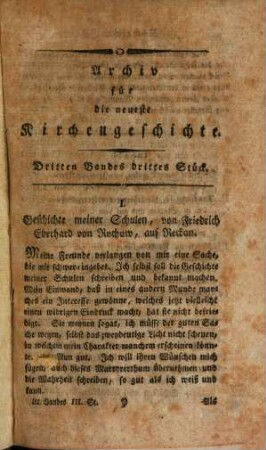 Archiv für die neueste Kirchengeschichte. 3,3/4, 3, 3/4. 1796