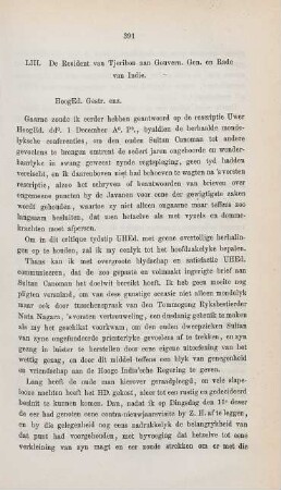 LIII. De Resident van Tjeribon aan Gouvern. Gen. en Rade van Indie