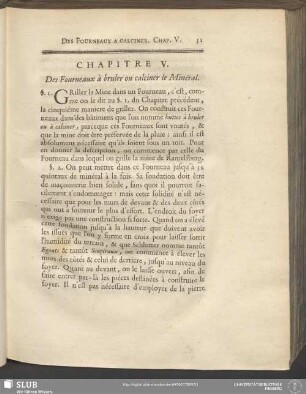 Chapitre V. Des Fourneaux à bruler ou calciner le Minéral