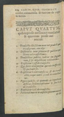 Caput Quartum, quibus prosit aut noceat transactio & quatenus prosit aut noceat.
