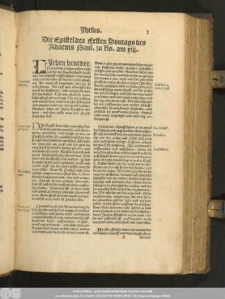 Die Epistel des Ersten Sontags des Advents Paul. zu Ro. am XIII.