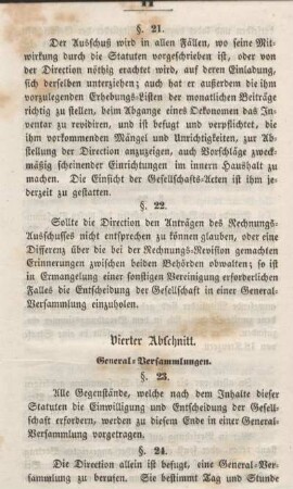 Vierter Abschnitt. General-Versammlungen.
